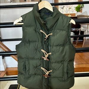 J. Crew Green Puffer Vest with Toggle Closures